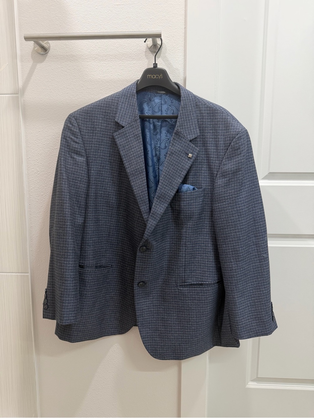 Macy's Men's Navy Blue Checked Sport Coat